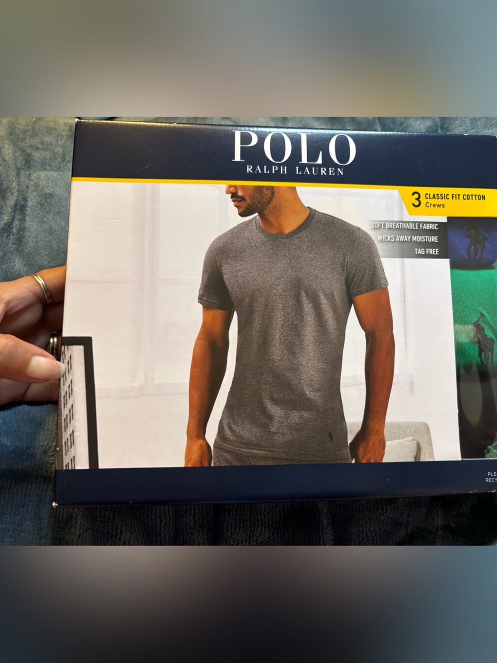 Polo by Ralph Lauren Classic Fit Cotton Tee 3-Pack - Navy, Gray, Green